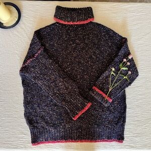 Free People Navy Echo Knit Sweater